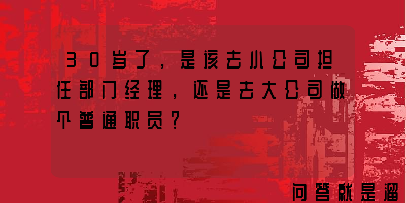 30岁了，是该去小公司担任部门经理，还是去大公司做个普通职员？