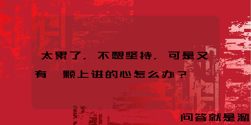 太累了，不想坚持，可是又有一颗上进的心怎么办？