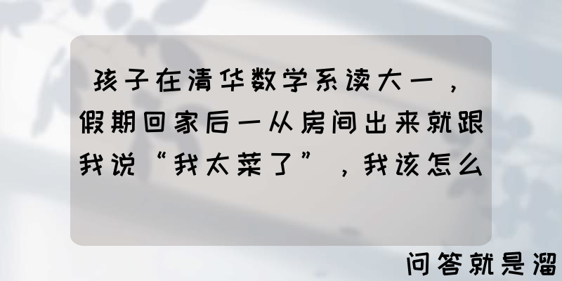 孩子在清华数学系读大一，假期回家后一从房间出来就跟我说“我太菜了”，我该怎么办？